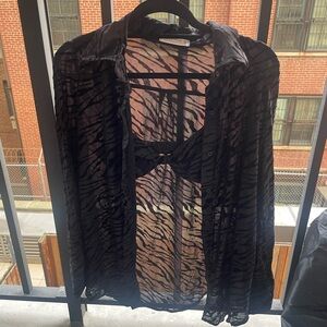 12th Tribe Zebra Button Up and Bra Set